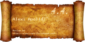 Alexi Apolló névjegykártya